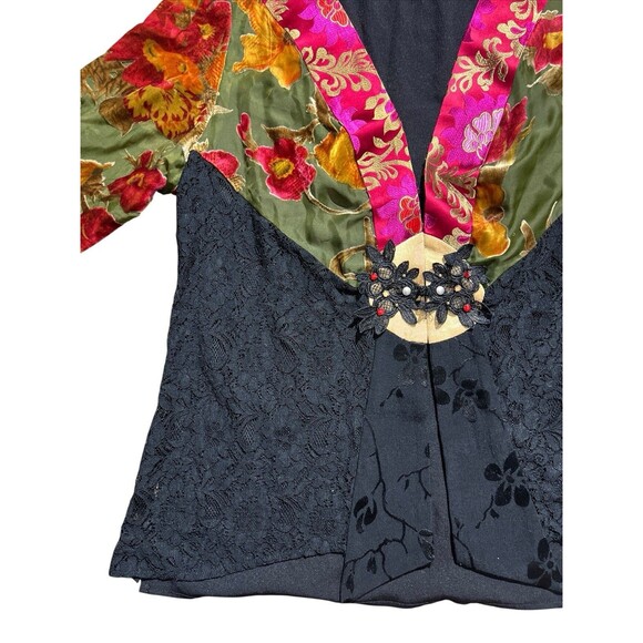 Vtg Spencer Alexis Kimono Cardigan Velvet Sheer Sequins Floral Boho Academia 2X - Picture 6 of 15